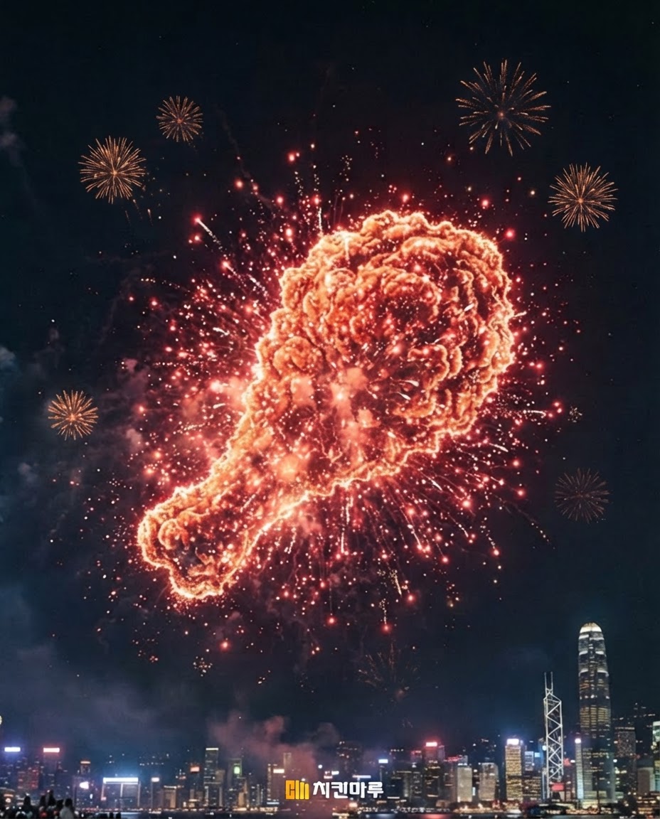 오늘의 불꽃은 하늘에서, 치킨은 내 앞에서. 🎆🍗 한강에 돗자리 펴고 좋은 자리 잡았다면 이제 남은 건 하나